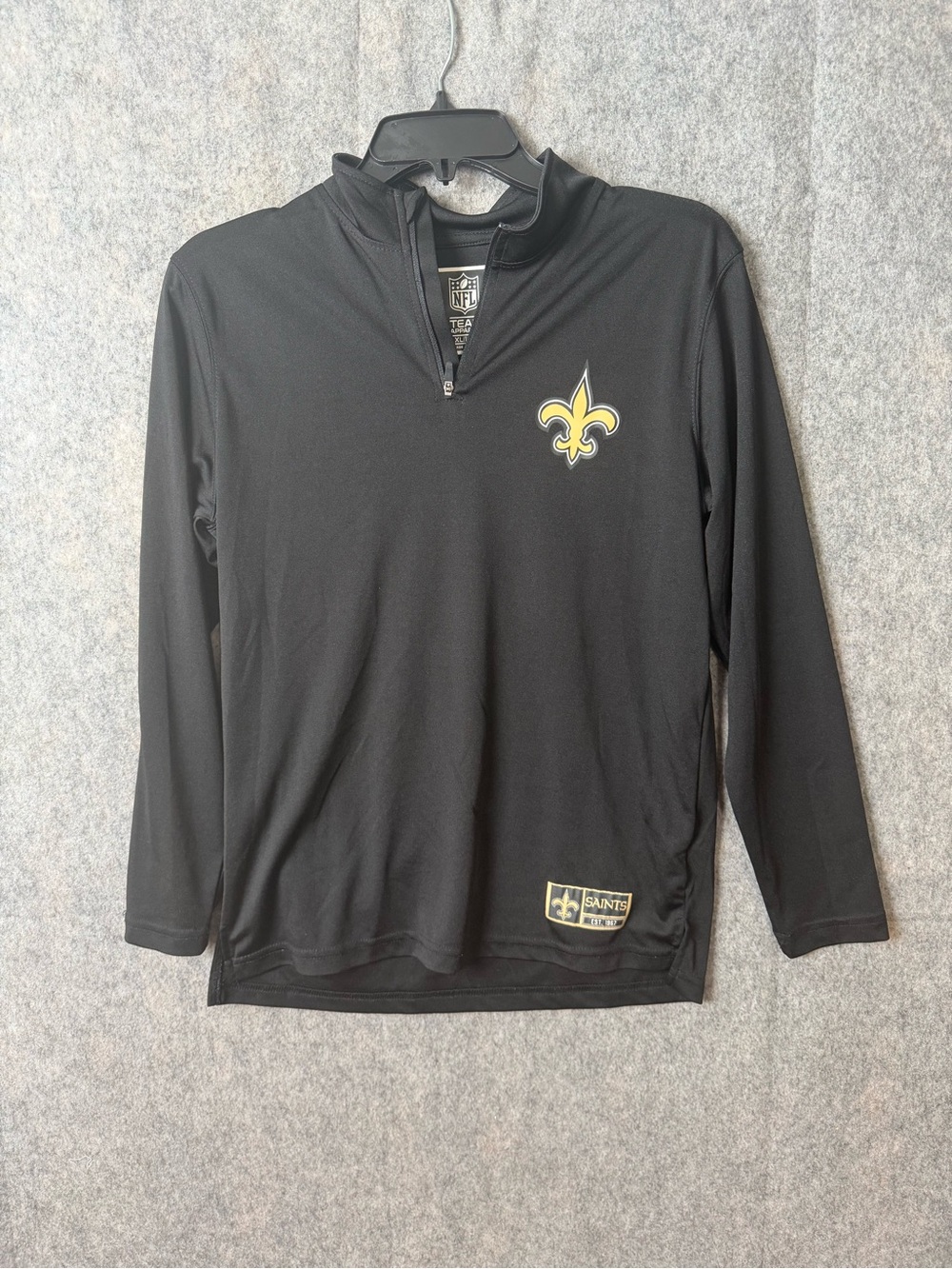 Team Apparel Youth XL New Orleans Saints Black‎ 1/4 Zip Pullover Fleur-de-lis